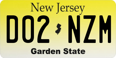 NJ license plate D02NZM