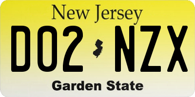 NJ license plate D02NZX