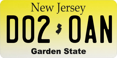 NJ license plate D02OAN