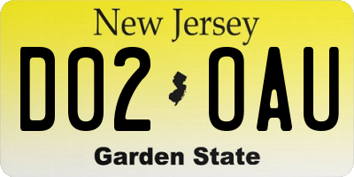 NJ license plate D02OAU