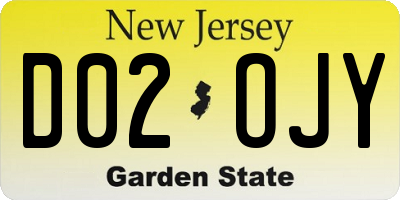 NJ license plate D02OJY