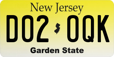 NJ license plate D02OQK