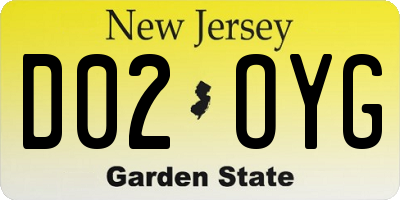 NJ license plate D02OYG