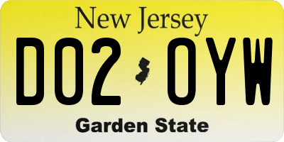 NJ license plate D02OYW