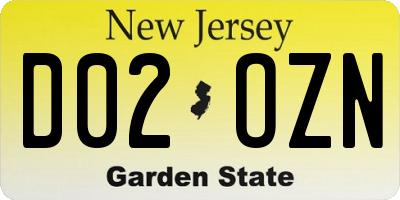 NJ license plate D02OZN