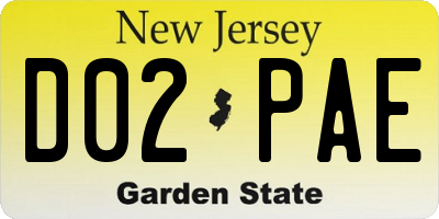 NJ license plate D02PAE