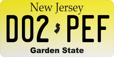 NJ license plate D02PEF