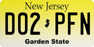 NJ license plate D02PFN