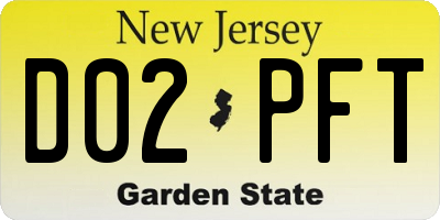 NJ license plate D02PFT
