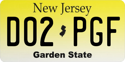 NJ license plate D02PGF