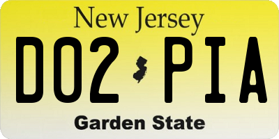 NJ license plate D02PIA