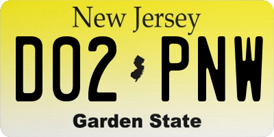 NJ license plate D02PNW