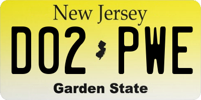 NJ license plate D02PWE