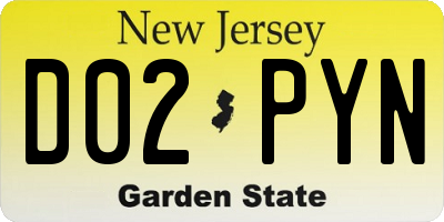 NJ license plate D02PYN