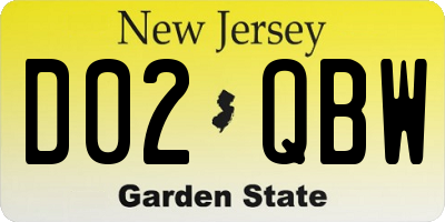 NJ license plate D02QBW