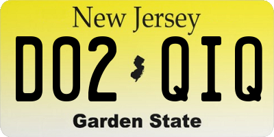 NJ license plate D02QIQ
