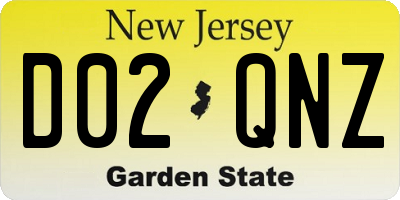 NJ license plate D02QNZ