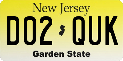 NJ license plate D02QUK