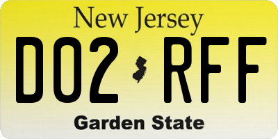 NJ license plate D02RFF