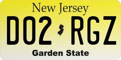 NJ license plate D02RGZ