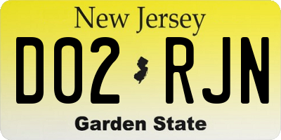 NJ license plate D02RJN