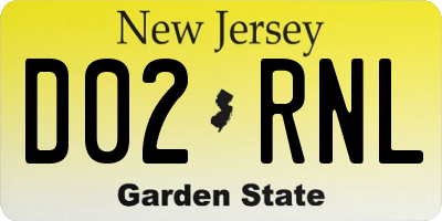 NJ license plate D02RNL