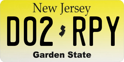 NJ license plate D02RPY