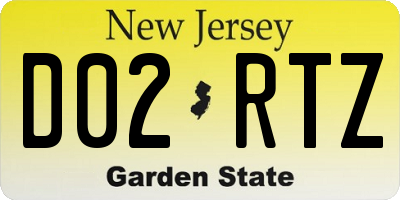 NJ license plate D02RTZ