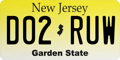 NJ license plate D02RUW