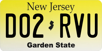 NJ license plate D02RVU