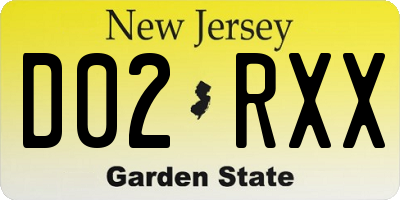 NJ license plate D02RXX