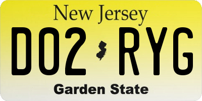 NJ license plate D02RYG