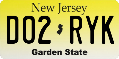 NJ license plate D02RYK