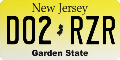 NJ license plate D02RZR