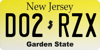NJ license plate D02RZX