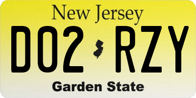 NJ license plate D02RZY