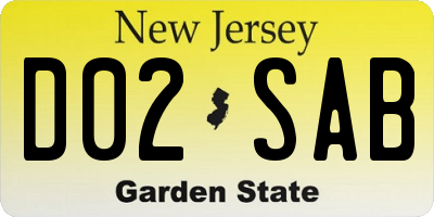 NJ license plate D02SAB