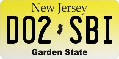 NJ license plate D02SBI
