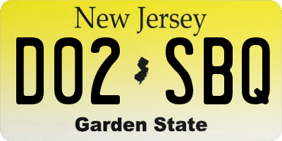 NJ license plate D02SBQ