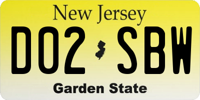 NJ license plate D02SBW