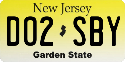 NJ license plate D02SBY