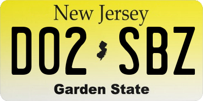 NJ license plate D02SBZ
