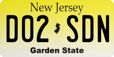 NJ license plate D02SDN