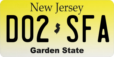 NJ license plate D02SFA