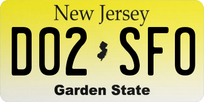 NJ license plate D02SFO