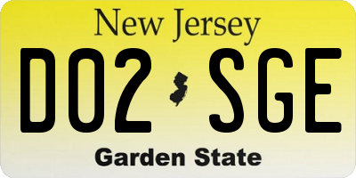 NJ license plate D02SGE