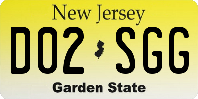 NJ license plate D02SGG