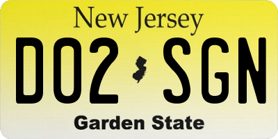 NJ license plate D02SGN