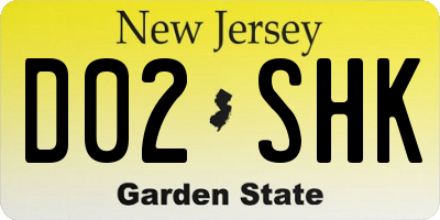 NJ license plate D02SHK