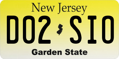 NJ license plate D02SIO